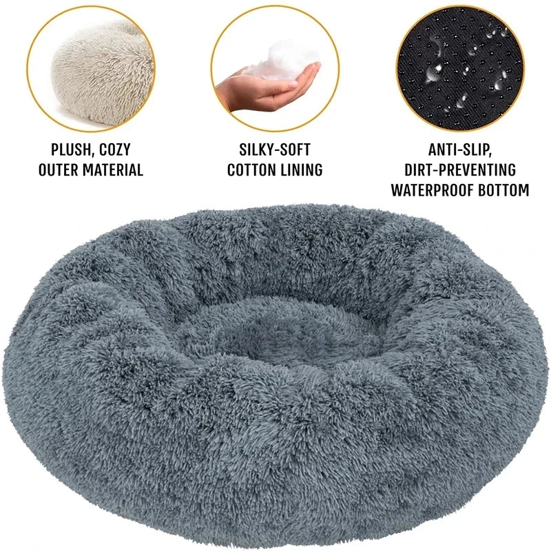 Super Soft Cat Bed Plush Donut Design for Comfort - Smarsty