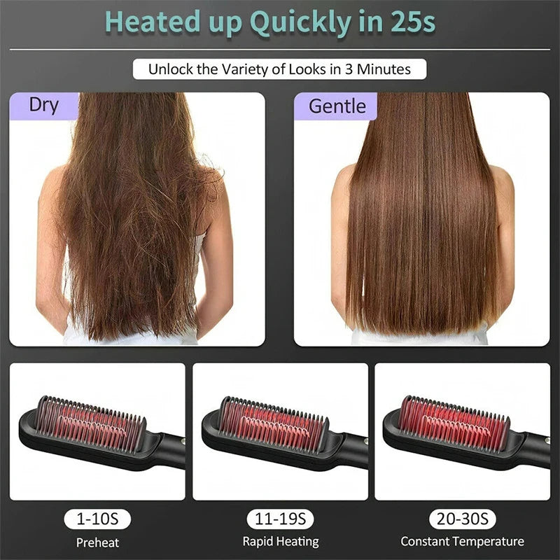 Multifunctional Ionic Hair Straightener and Curler Comb - Smarsty