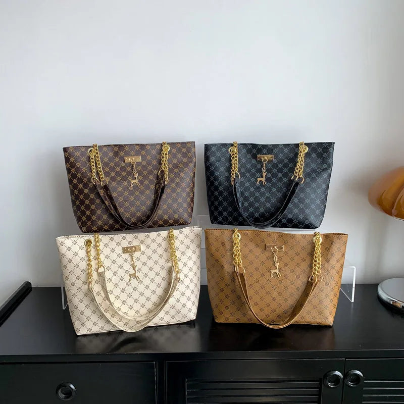 Soft Leather Tote Bag For Women With Hanging Accessories - Smarsty