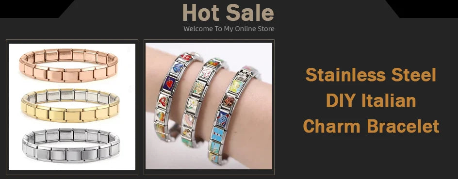 Italian Stainless Steel Charm Links For 9mm Bracelets - Smarsty