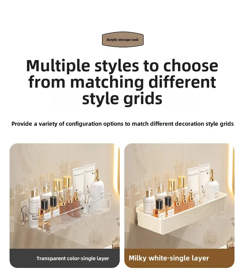 Wall mounted cosmetic and skincare storage rack for bathroom no need for drilling Multi functional kitchebathroom storage rackra by Smarsty