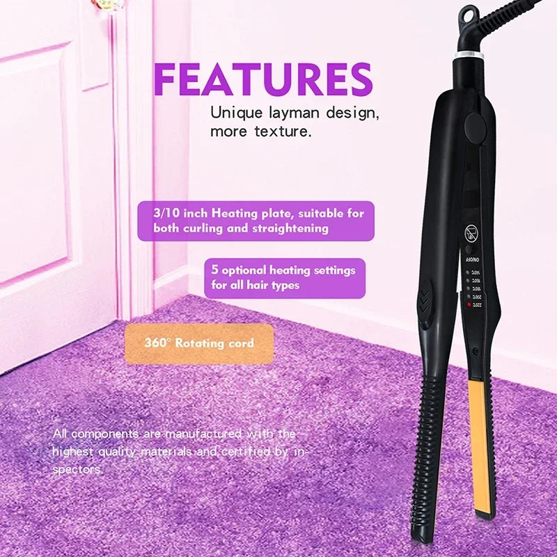 2-in-1 Mini Hair Straightener and Curling Iron for All Hair Types - Smarsty