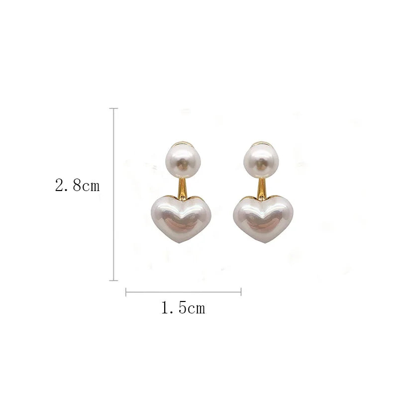 Elegant Pearl Heart Stud Earrings For Wedding Gifts - Smarsty