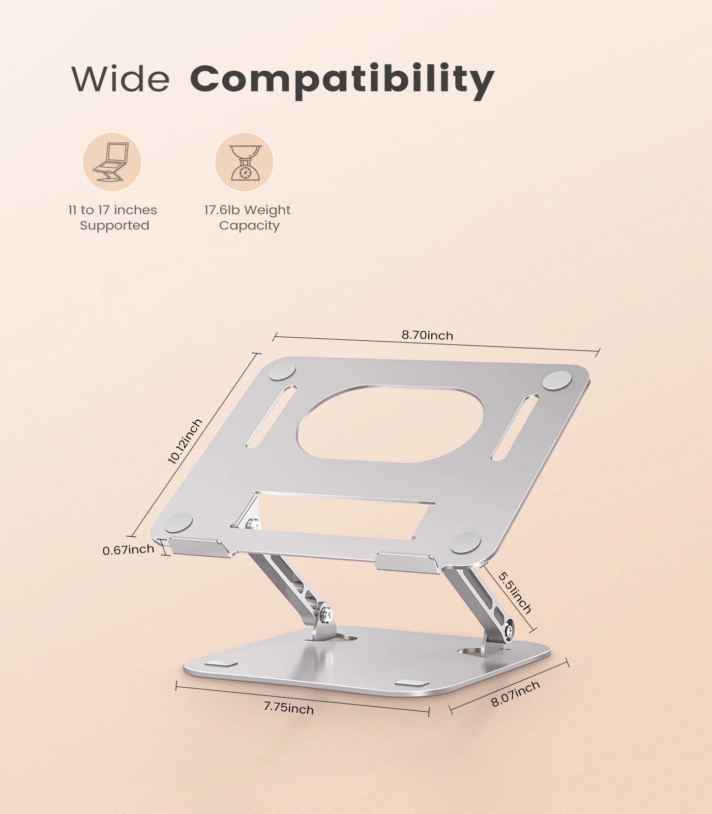 ST01 Portable 11–16-inch Adjustable Laptop Stand Computer Stand Sturdy Aluminum for Desk Foldable Laptop Holder Notebook Tablet
