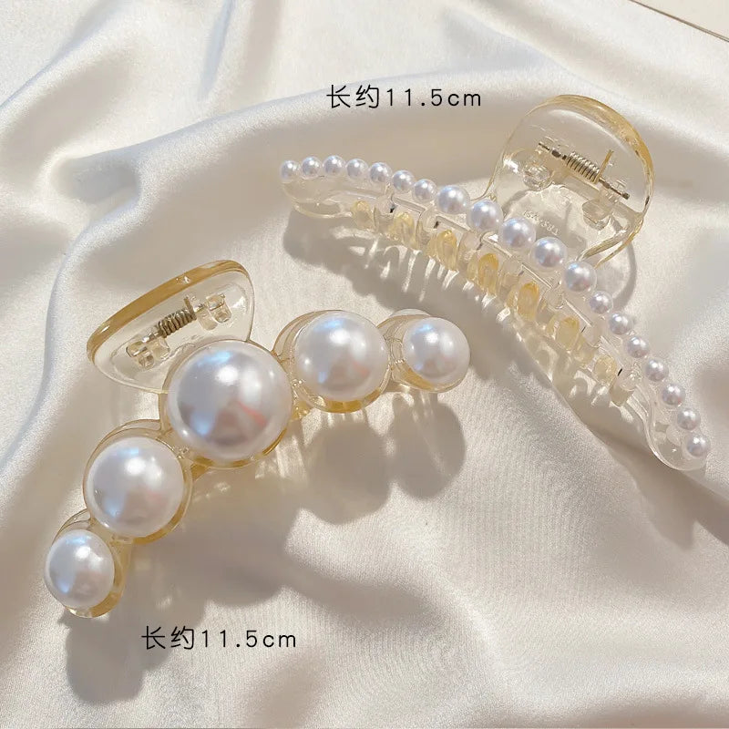 Large Pearl Hair Claw Clip Acrylic Fashion Barrette Stylish - Smarsty