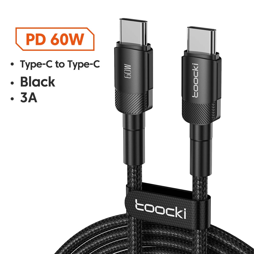 Toocki 60W/100W Type C to USB C Cable PD 3.0 Quick Charge Fast Charging Type C to Type C For Huawei Xiaomi Samsung Laptop - Smarsty