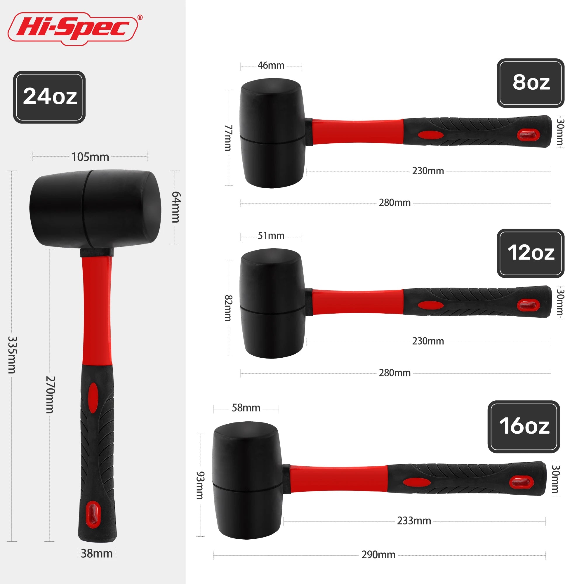 Hi-Spec Heavy Duty Rubber Mallet for Household Use - Smarsty