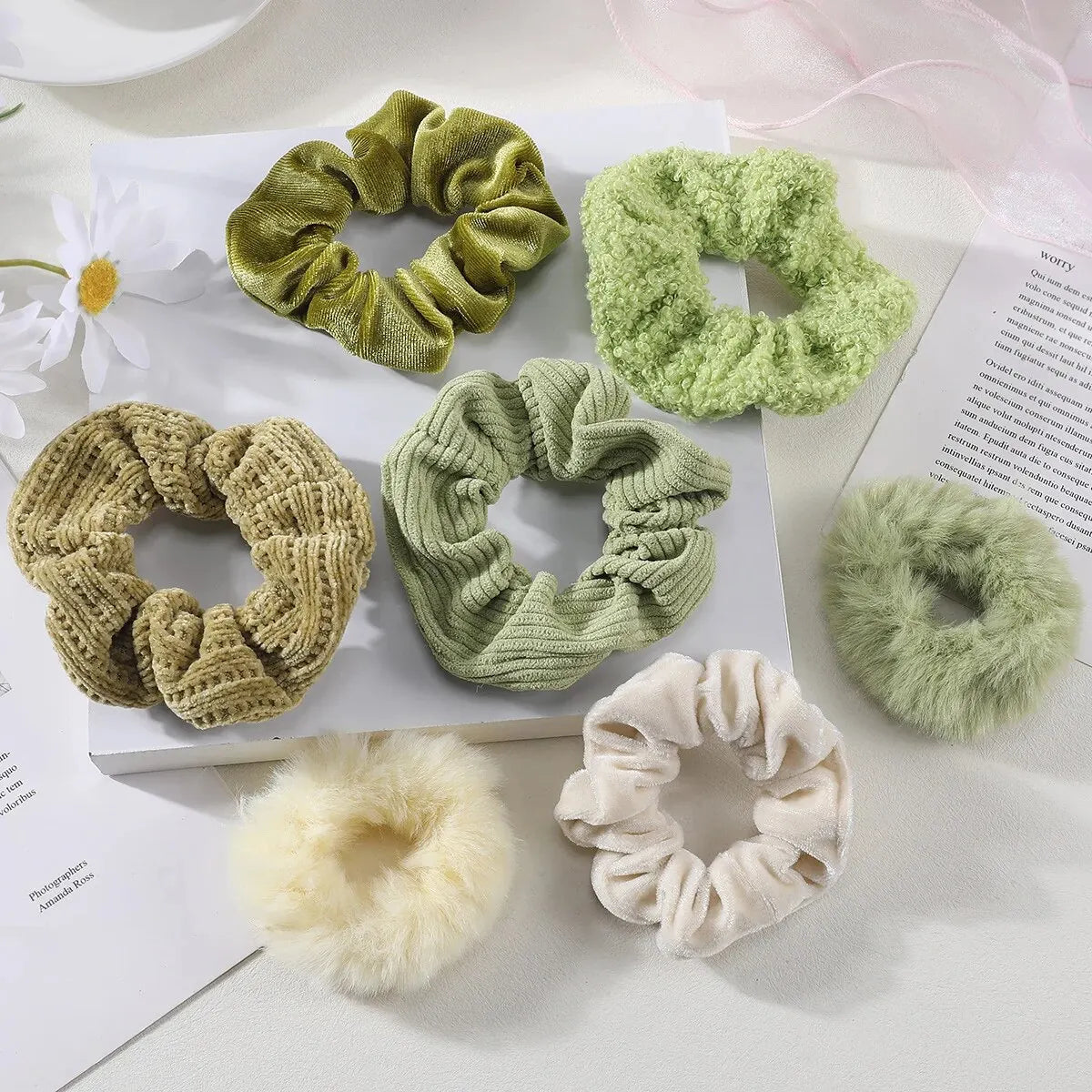 Plush Hair Scrunchies Set Soft Elastic Ponytail Holders - Smarsty