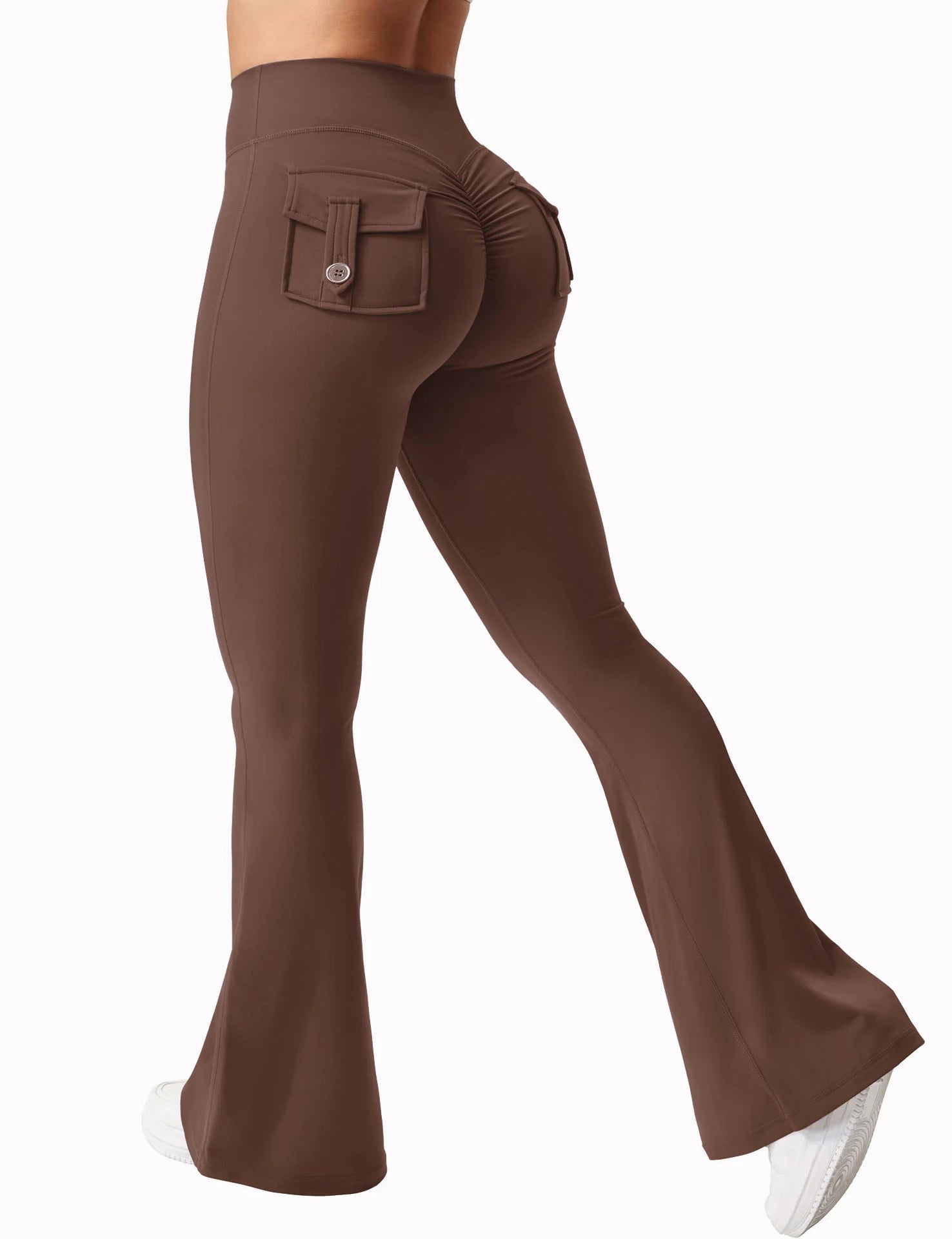 Newest Women Wide Leg High Stretch Yoga Leggings Naked Feeling Compression Fitness Workwear with pockets Yoga Pant - Smarsty