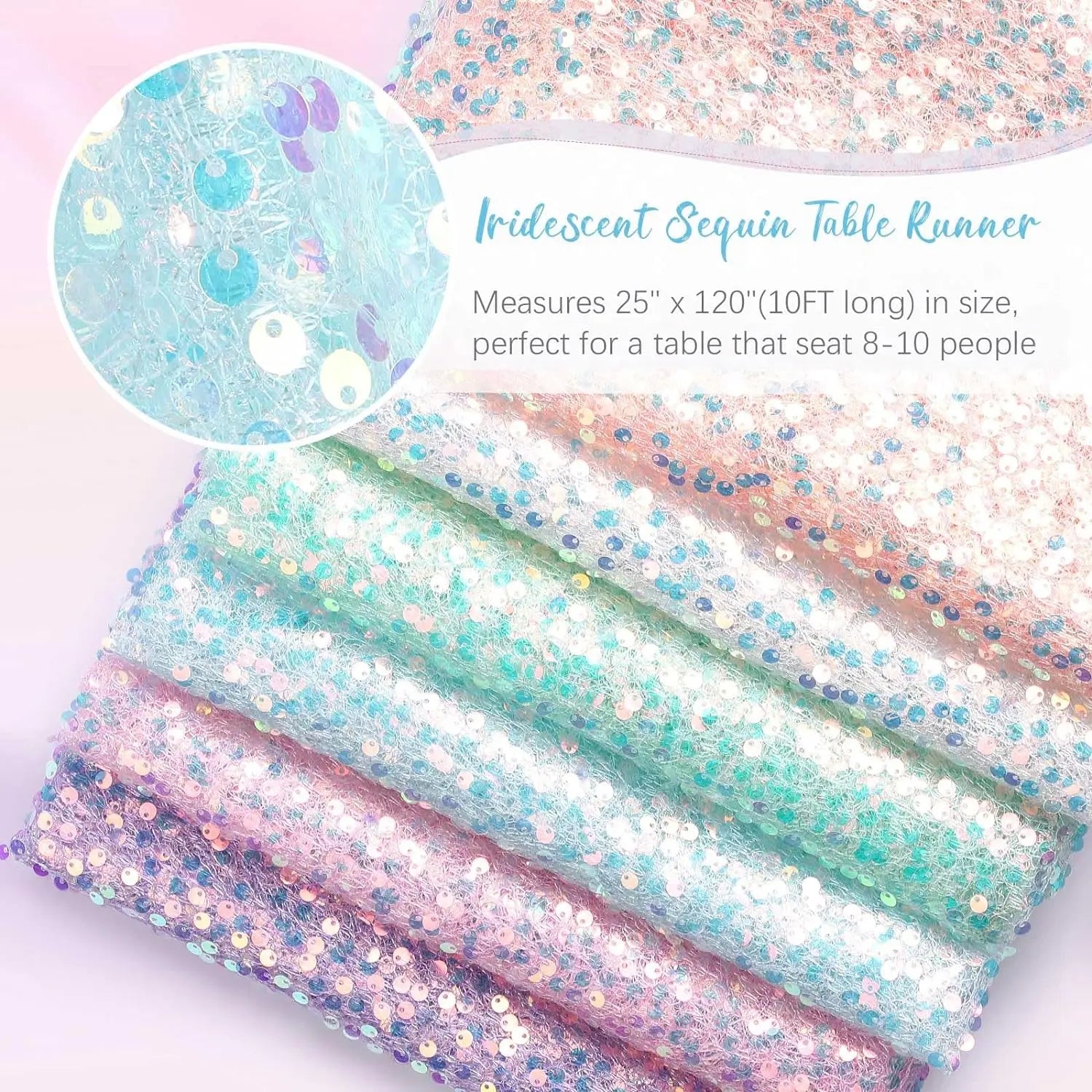 Glitter Iridescent Sequin Table Runner for Elegant Events - Smarsty