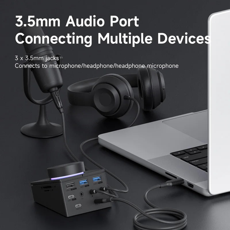 USB C Hub Docking Station Shortcut Buttons Volume Control