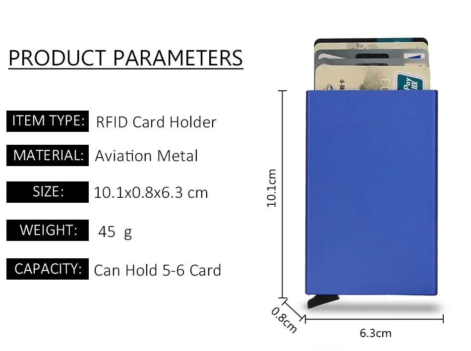 Anti Rfid Blocking Smart Wallet for Men Women ID Bank Credit Card Holder Metal Thin Slim Women Wallets Pop Up Minimalist Purse
