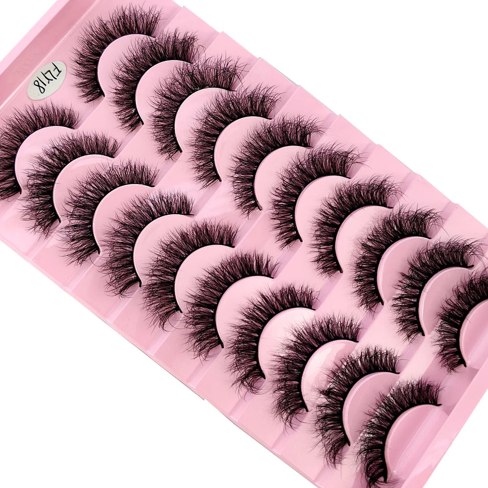 10 Pairs Handmade Faux Mink Eyelashes for Natural Look - Smarsty