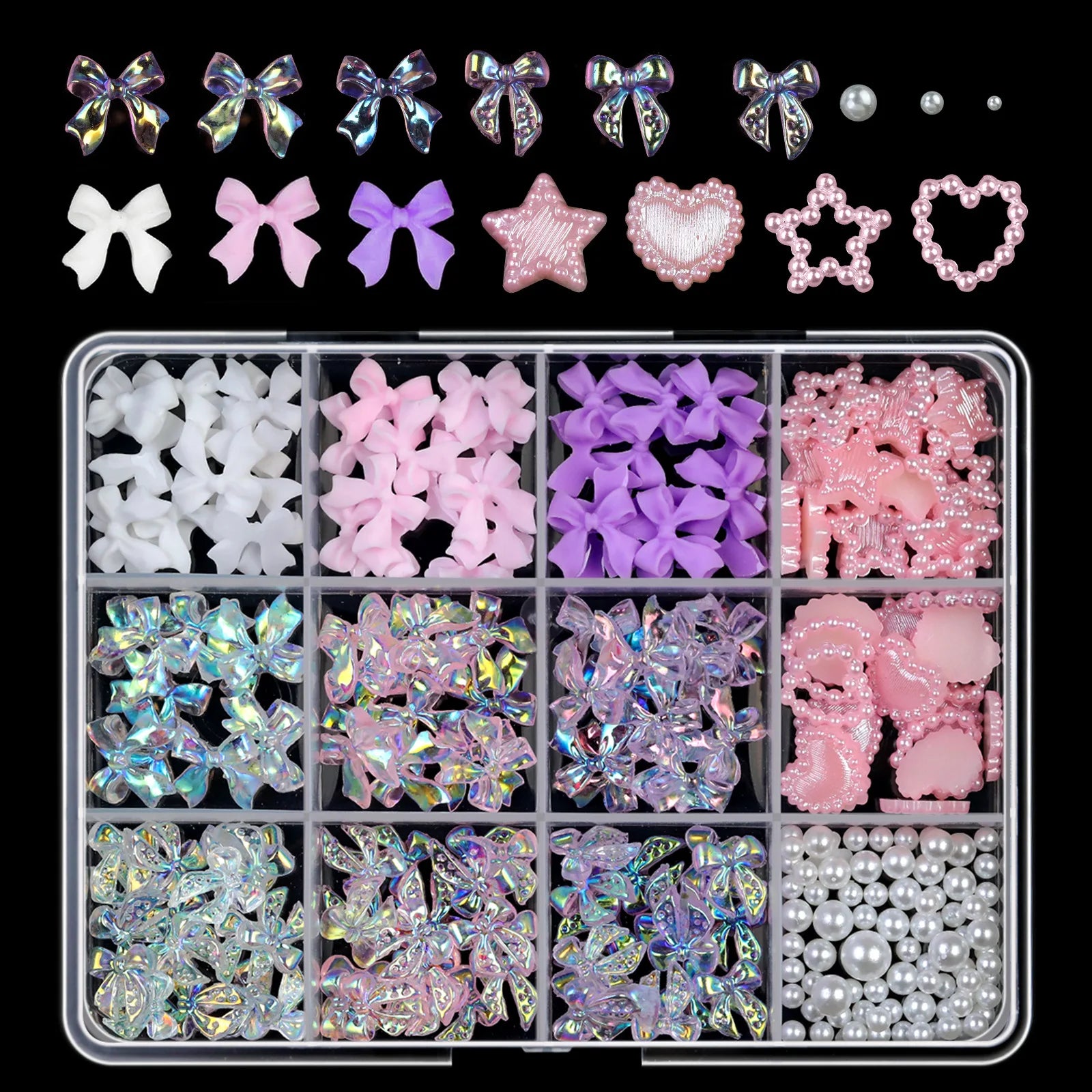 3D Mixed Pearl Heart Nail Charms for DIY Art - Smarsty