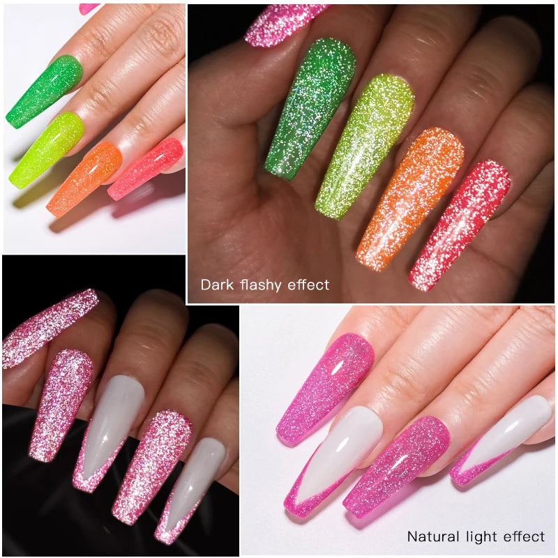 Pink Fluorescent Reflective Gel Nail Polish for Stunning Manicures - Smarsty
