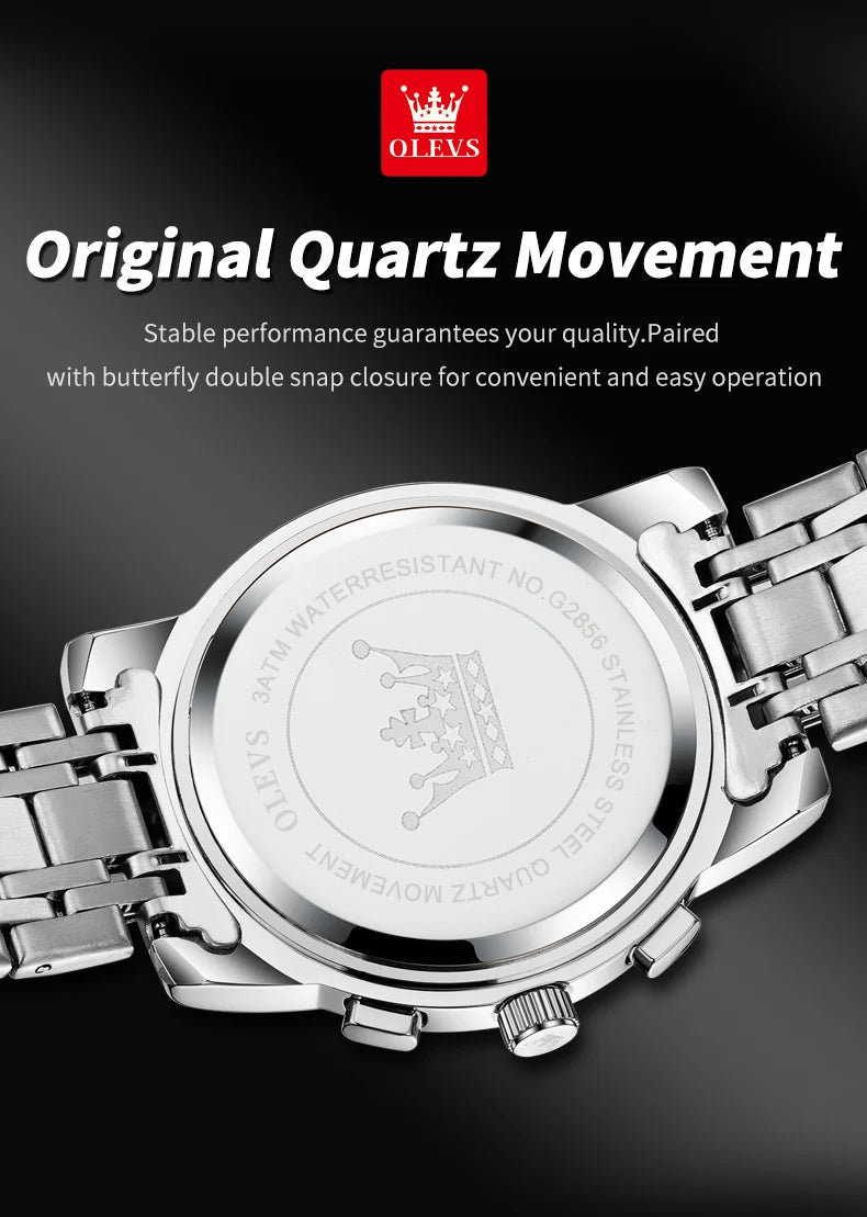 OLEVS Luxury Quartz Watch with Moon Phase Feature - Smarsty