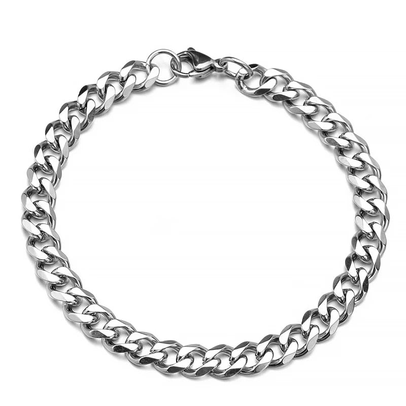 Stainless Steel Cuban Chain Bracelet Unisex Fashion Jewelry - Smarsty