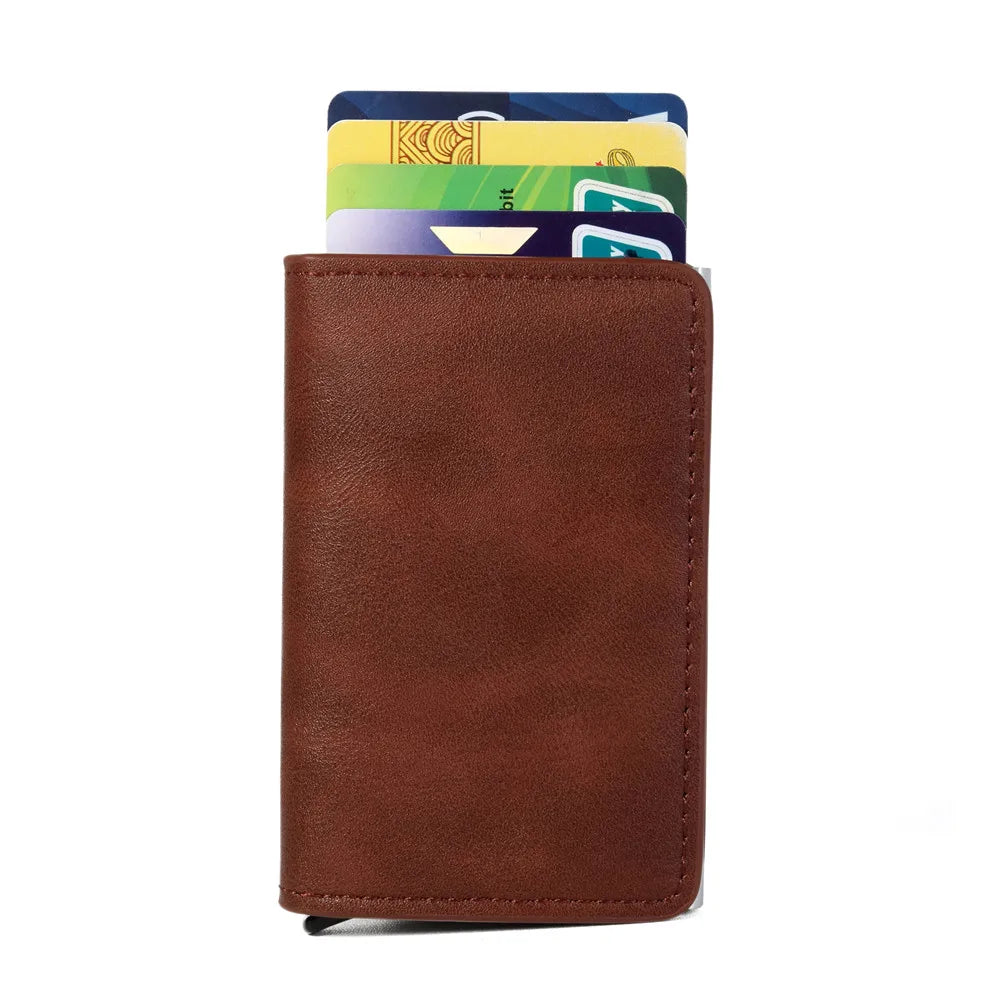 Rfid Aluminum Men Wallet Card Holders Purse Carbon Fiber Men Business Slim Thin Smart Wallet Credit Cardholder Case Note Holder