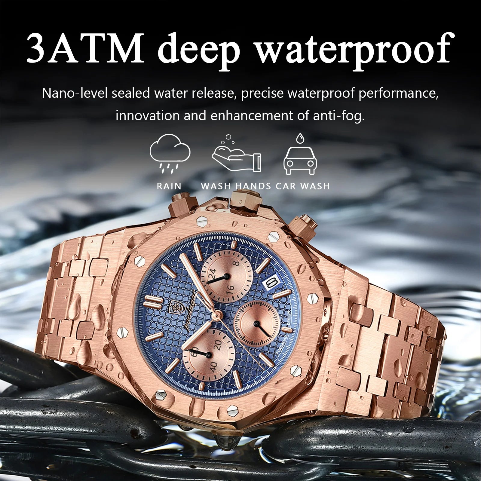 Luxury Men's Chronograph Watch with Waterproof Feature - Smarsty