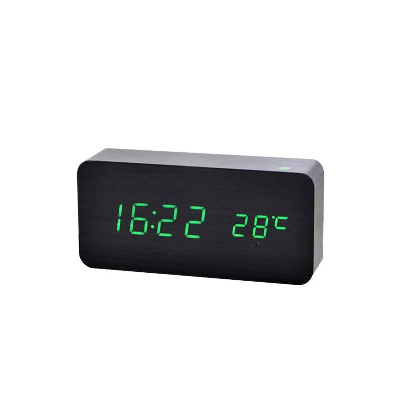 Wooden Digital Alarm Clock with Wireless Charging Feature - Smarsty