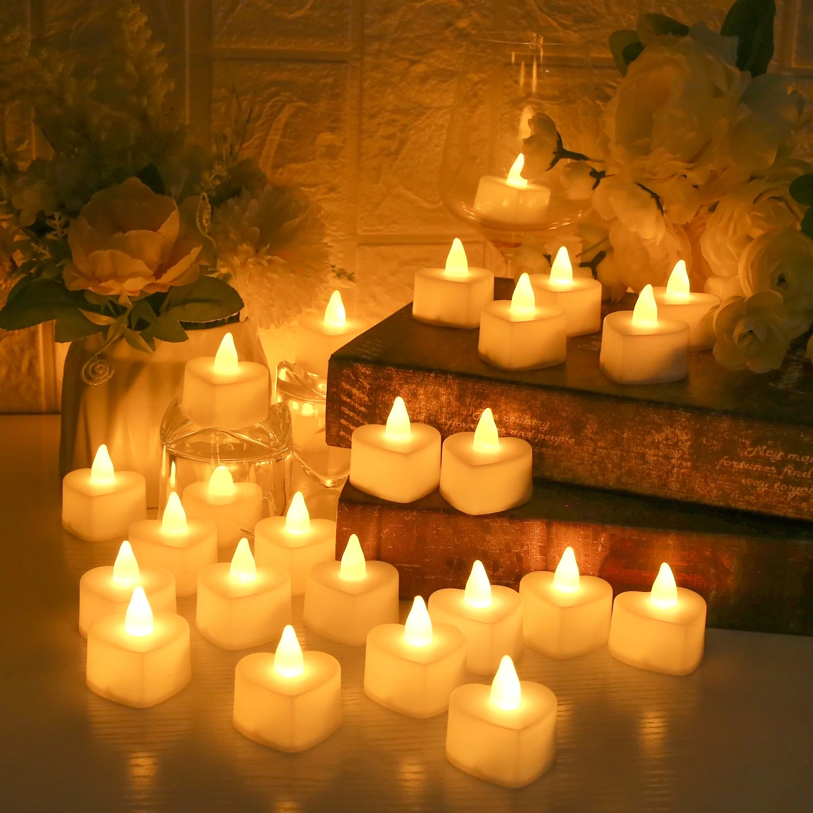 Flameless LED Votive Candles Set 100+Hour Lasting Electric Candles Battery Operated Tealight for Wedding Proposal Romantic Decor