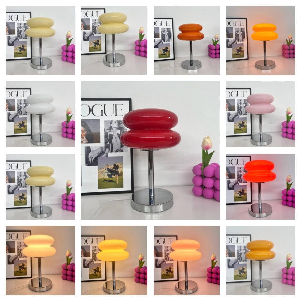 Trichromatic Dimming Macaron Glass Table Lamp for Cozy Bedrooms - Smarsty