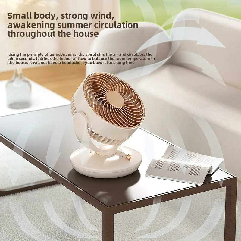 6" Desk Fan Portable USB Table Fan 3 Speed Settings 300° Tilt & 120° Oscillation Quiet Air Circulator for Home Office Beige