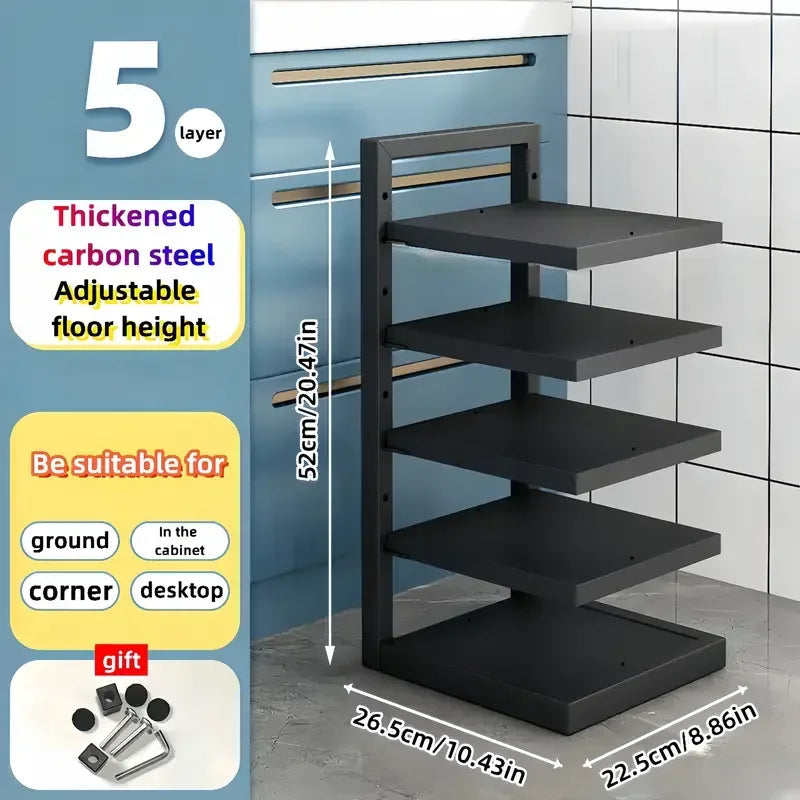 Adjustable Pot Rack Organizer, Kitchen Stainless Steel Pot Storage Rack ,Multi-Layer Household Pot and Pan Organzier for Kitchen by Smarsty