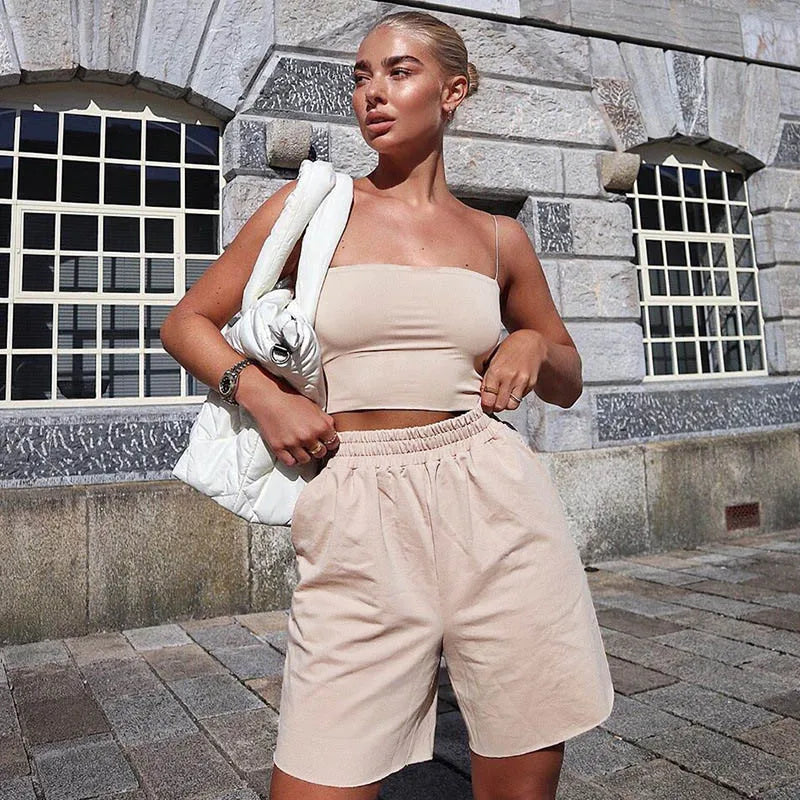2024 New Fashion Women Spaghetti Strap Crop Top Sexy Bodycon Sleeveless Cami Tube Top Basic Plain Camisole - Smarsty