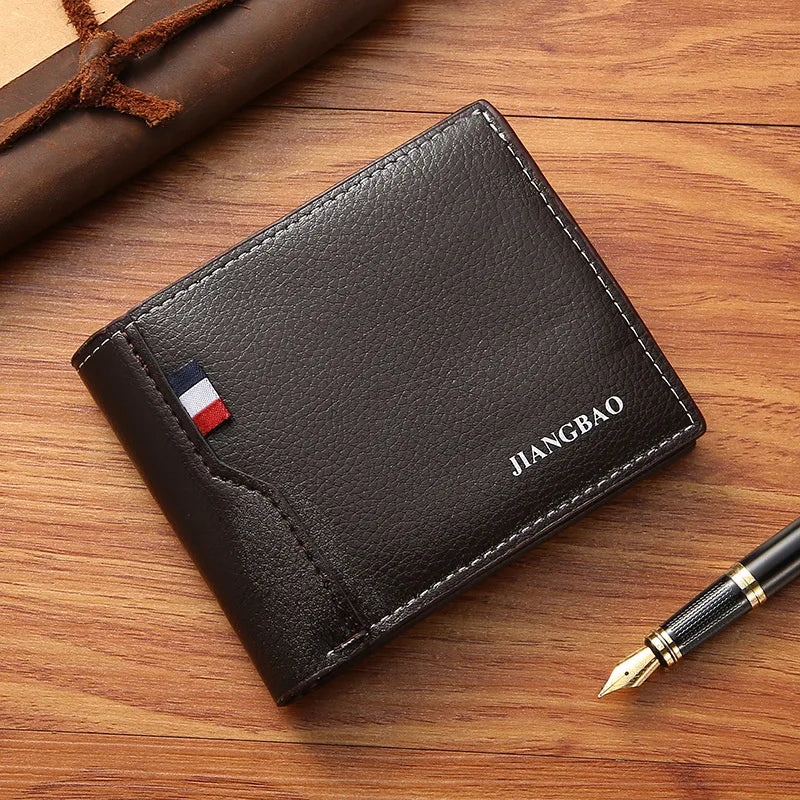Men Short Bifold Faux Leather Masculina Billetera Credit ID Card Holder Wallet Billfold Purse Clutch Solid Hombre Business Slim - Smarsty