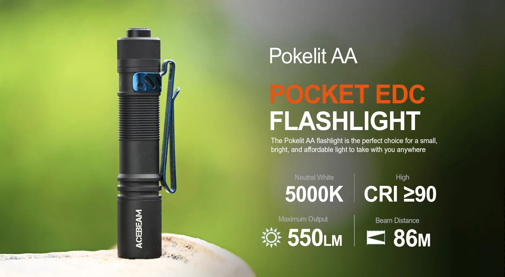 ACEBEAM Pokelit AA EDC Flashlight 1000 Lumens High CRI90 USB-C Rechargeable IP68 Small Pocket LED Flashlight for Everyday Carry by Smarsty