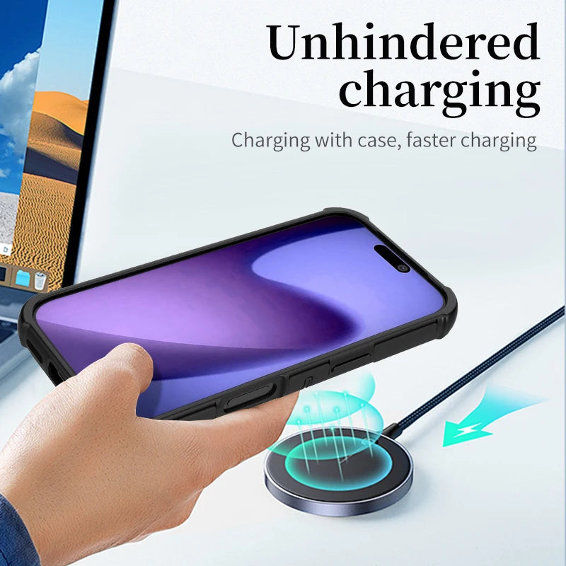 Airbag Anti Fall Magnetic Wireless Charging Phone Case for IPhone 17 Air 17 16 11 13 Pro Max 15 14 Plus for Magsafe Matte Cover