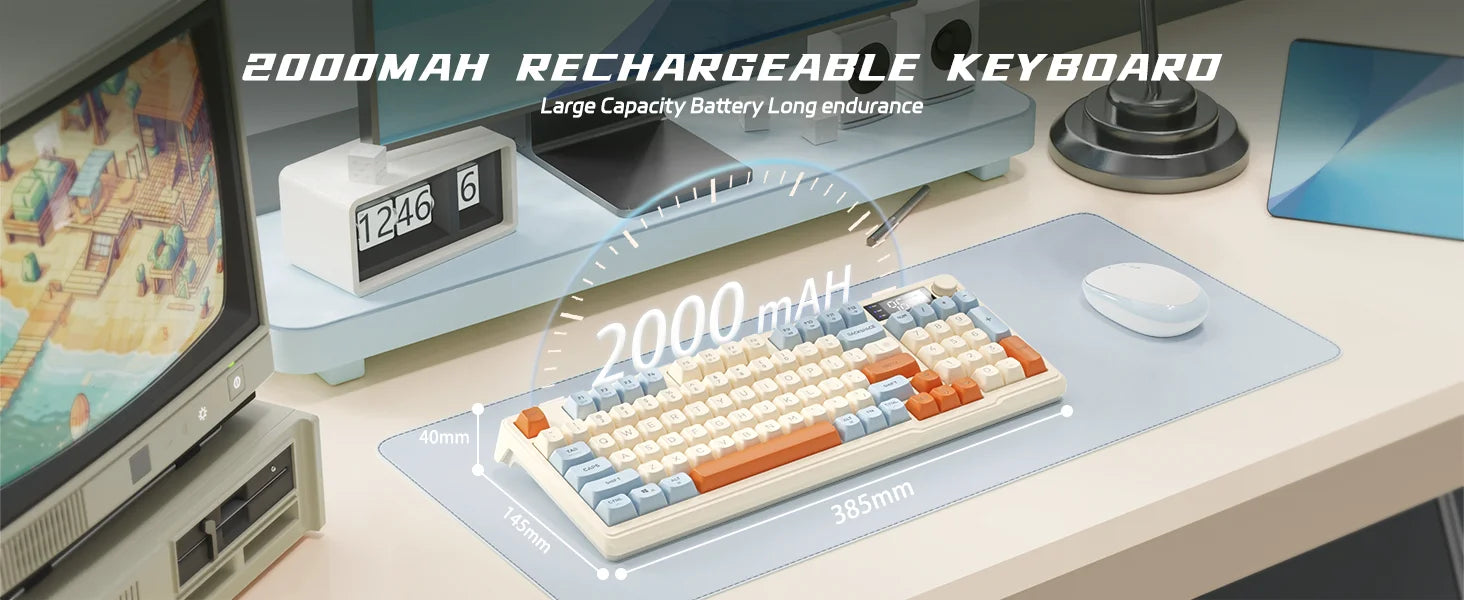 Wireless Gaming Keyboard With Display Screen And Knob