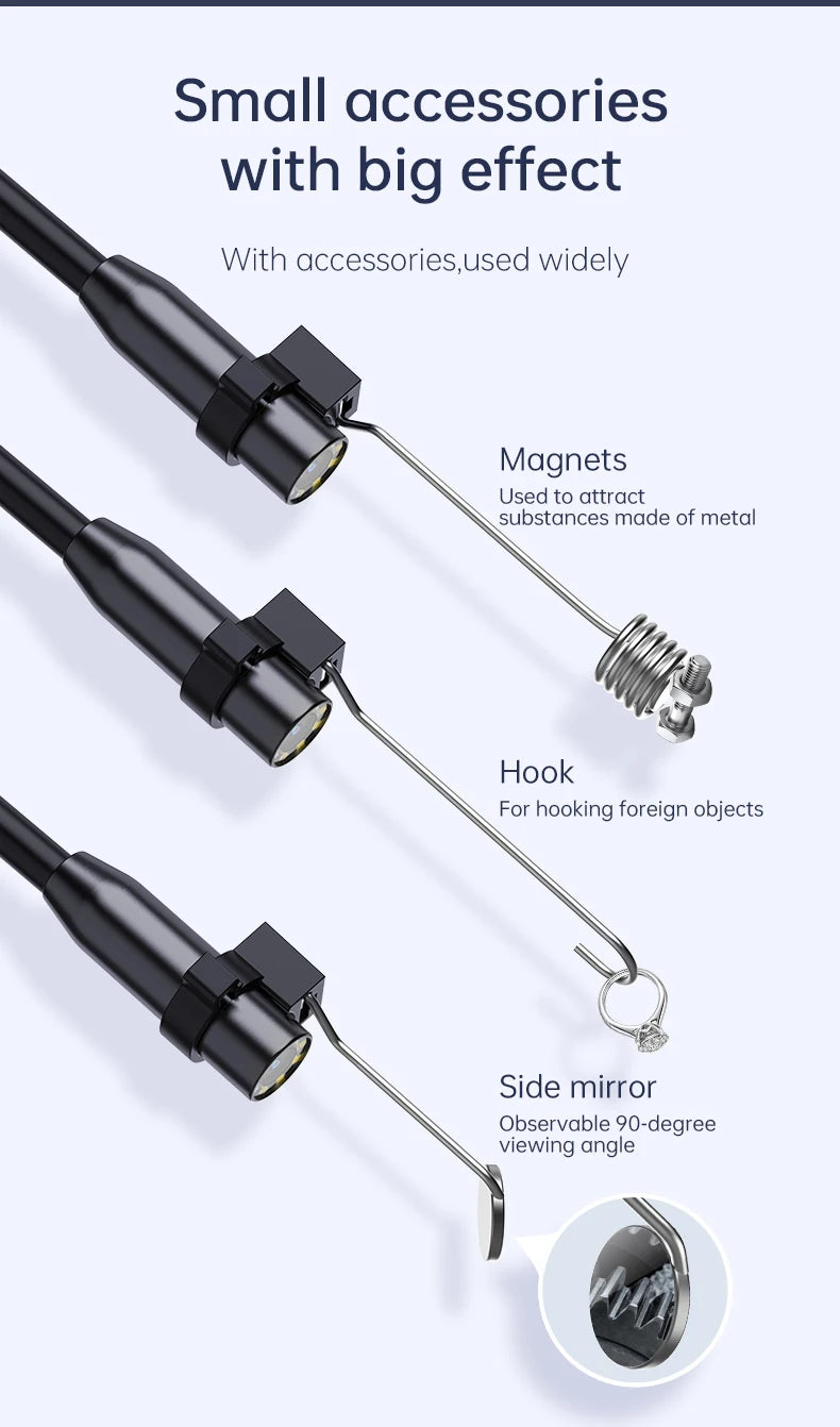Industrial Endoscope Camera 8mm HD1080P 4.3inch IPS Screen 1080P Pipe Inspection Camera for Car Repair IP67 Waterproof 8 LEDS - Smarsty