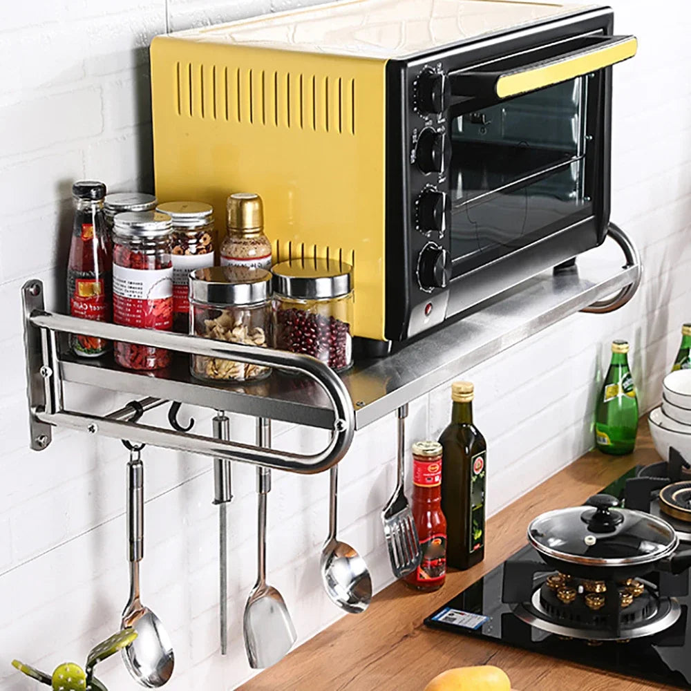 Microwave Oven Rack Stainless Steel Microwave Oven Shelf Wall-Mounted Kitchen Shelf Kitchen Shelves Counter - Smarsty