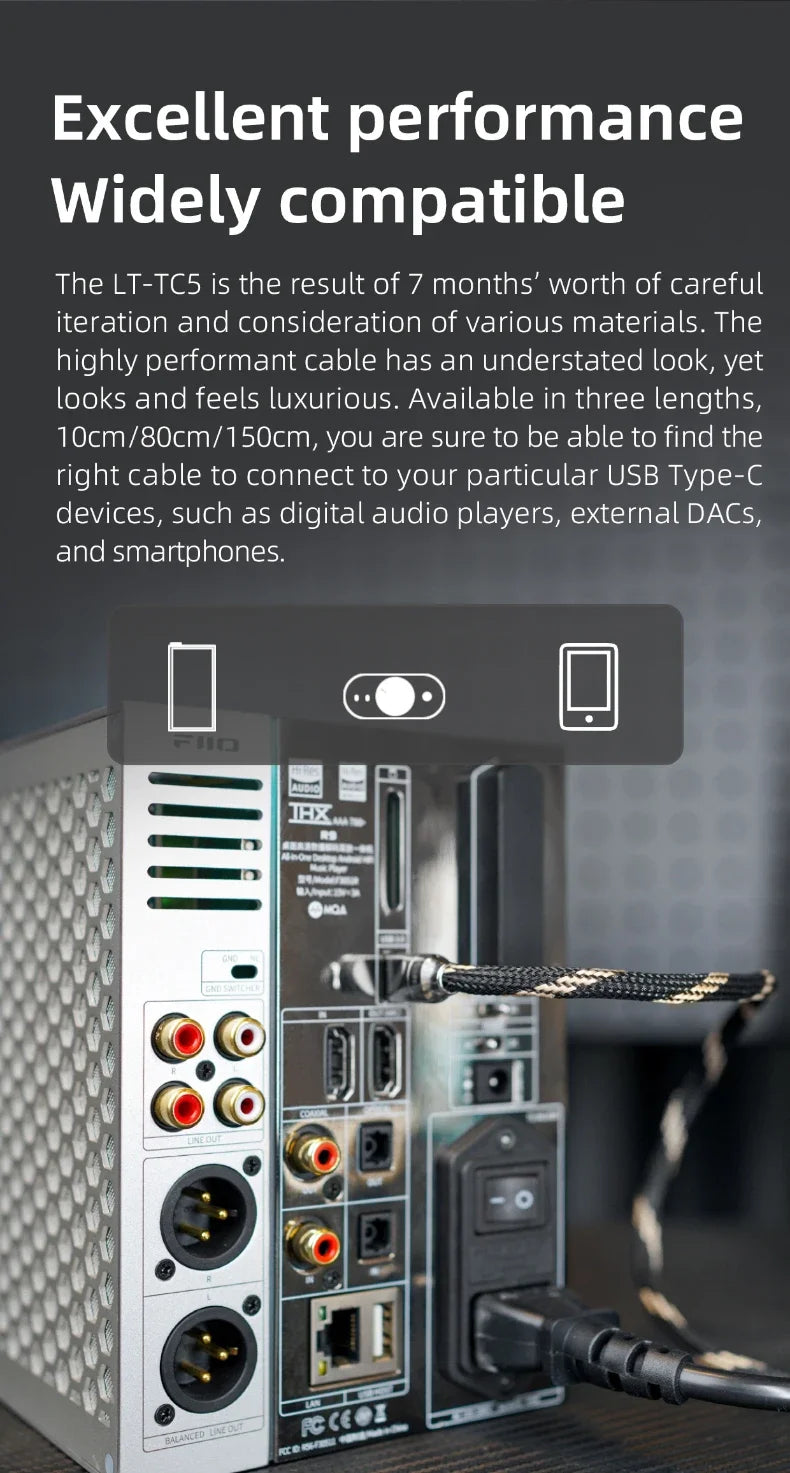 FiiO LT-TC5 Silver-Plated Type C Audio Cable - Smarsty