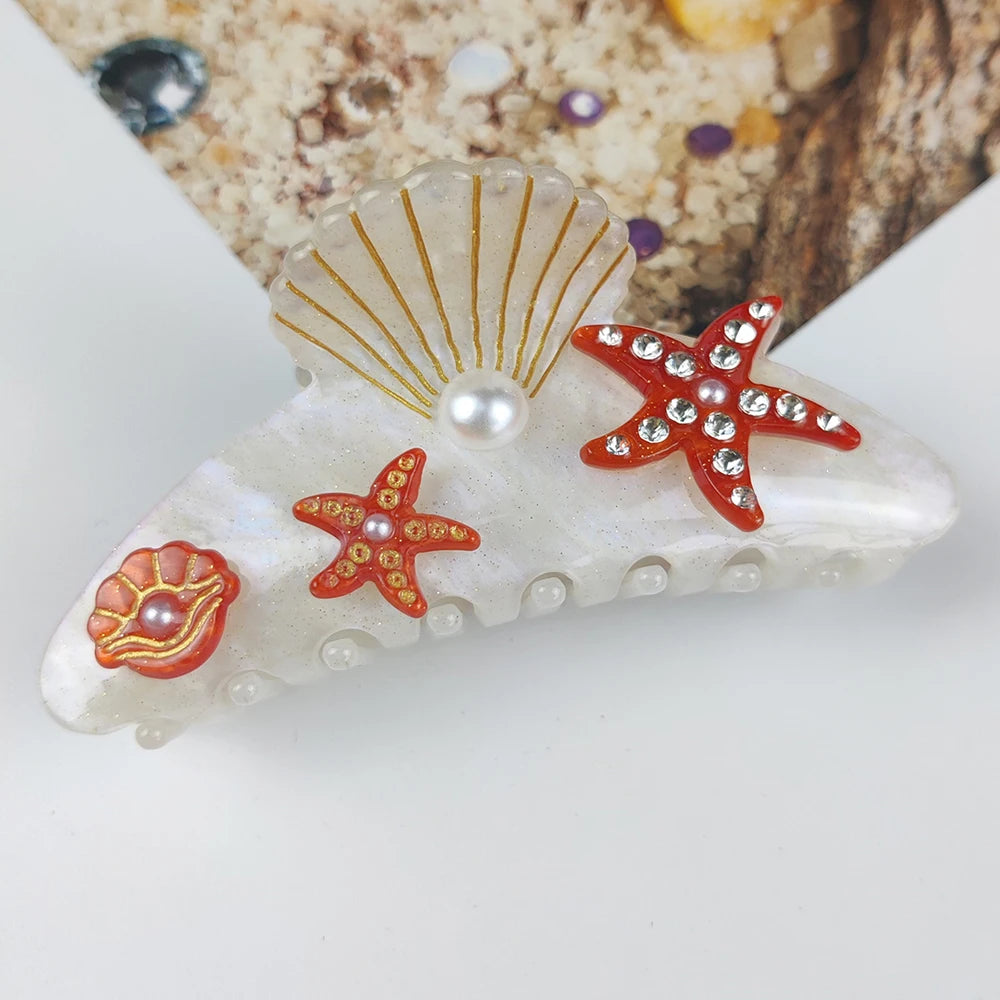 Handmade Large Sea Hair Claw Clips Acetate Beach Starfish - Smarsty