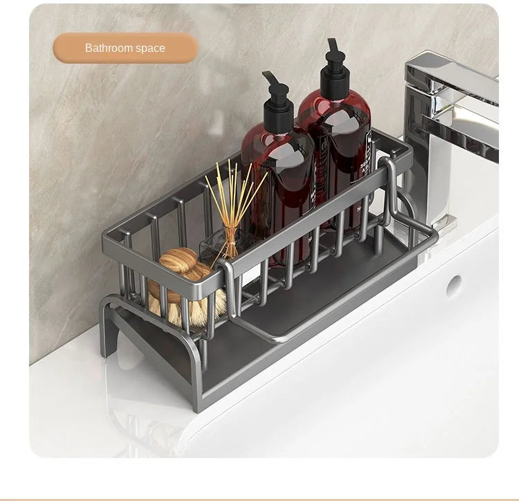 Kitchen Sink Draining Rack with Cleaning Cloth Storage - Smarsty