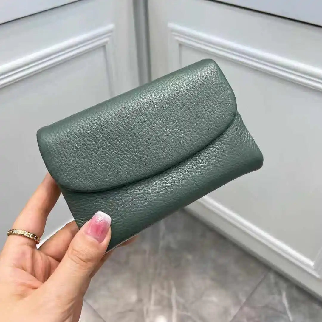 Coin Purse Genuine Cow Leather Short Wallet Trifold for Small Women's Purses Clutch Cowhide Card Holder Travel Card Wallets