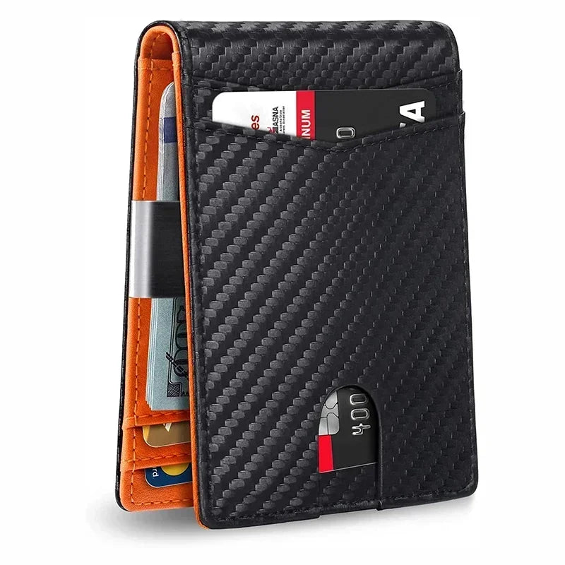 Rfid Carbon Fiber Luxury Men Wallets Money Bag Slim Thin Man Card Holder Wallet for Men Small Short Purse Male Vallet Billfold - Smarsty