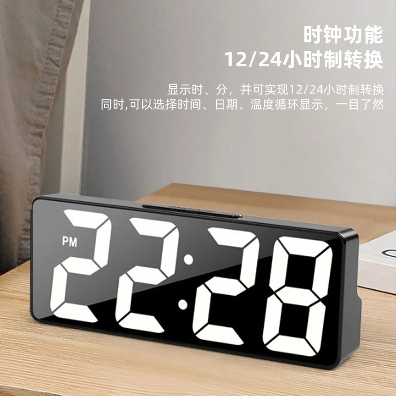 LED Digital Alarm Clock with Adjustable Brightness and Temperature Display - Smarsty