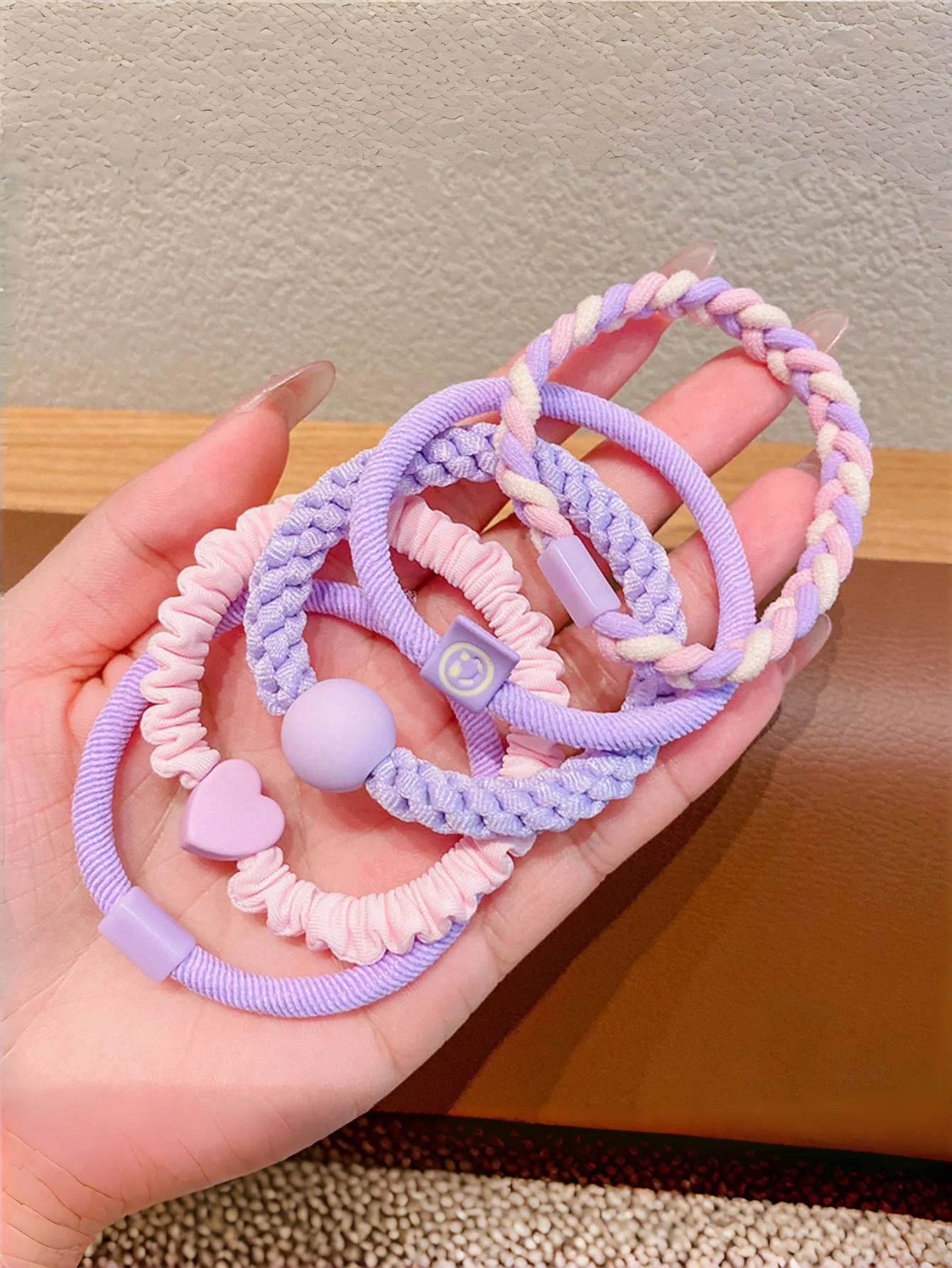 Girls Macaron Color Hair Bands Soft Elastic Five Pack - Smarsty
