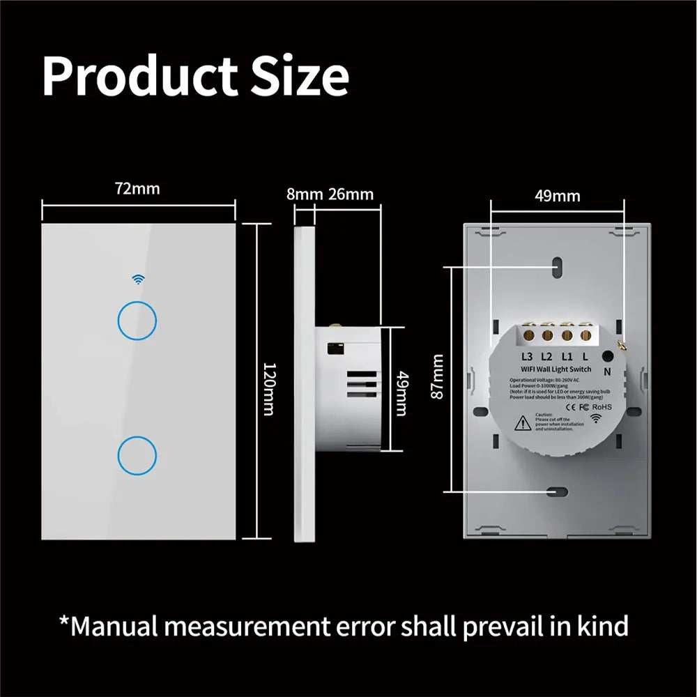 Tuya WiFi Smart Wall Switch with Voice Control - Smarsty