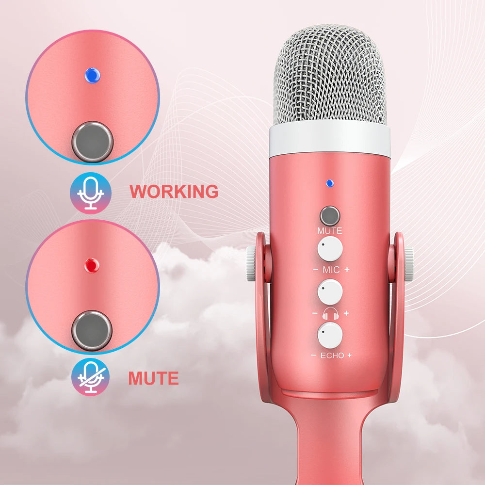 Haomuren Pink USB Condenser Microphone for Streaming - Smarsty