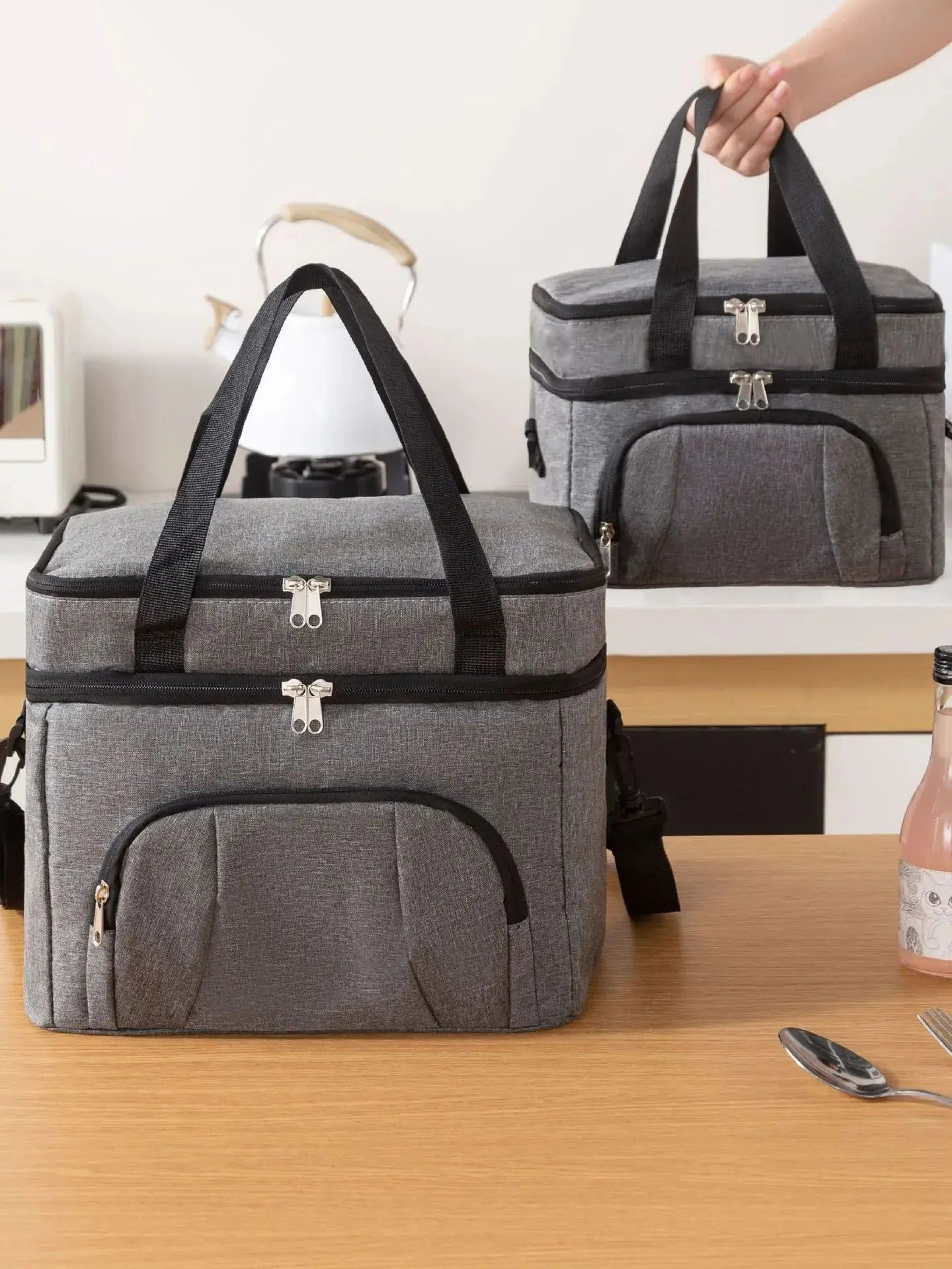 Double Insulated Lunch Bag With Adjustable Strap For Picnics - Smarsty
