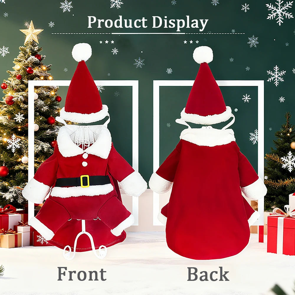 Christmas Pet Costumes Cute Kitten Santa Claus Clothes For Small Medium Dogs Cats Holiday Party Dress Up Apparel Sphynx Outfits - Smarsty
