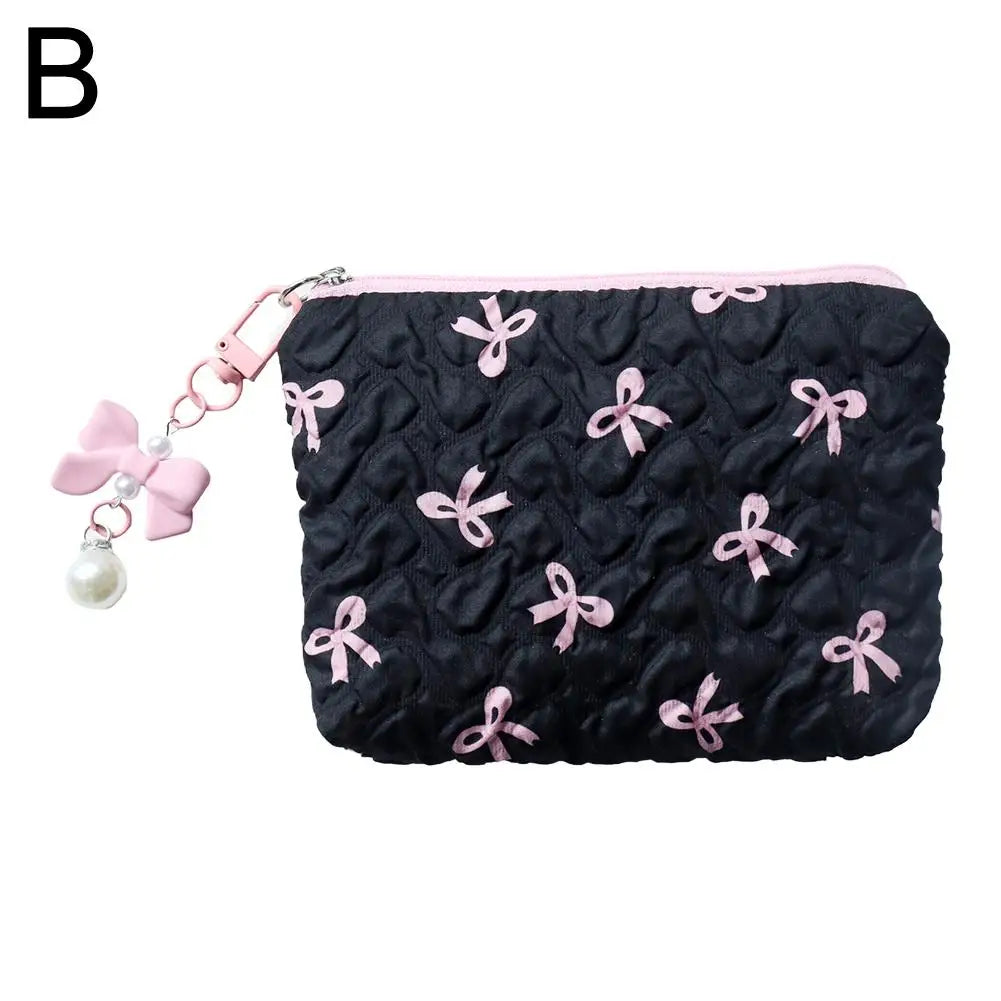 Bow Canvas Makeup Bag Large Capacity Travel Organizer - Smarsty