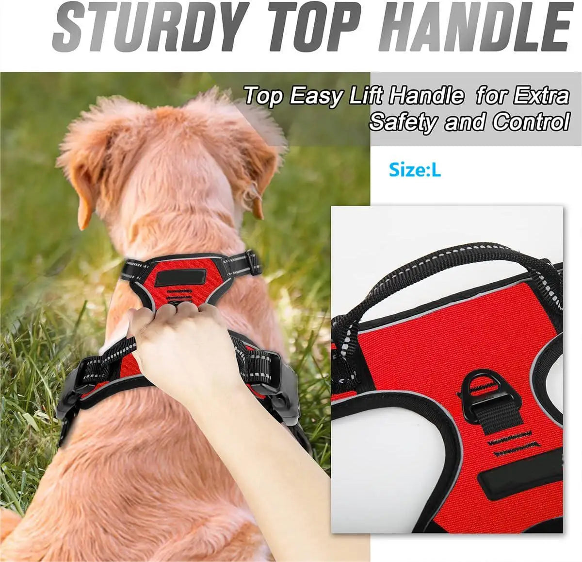 Heavy Duty Reflective No Pull Dog Harness with Easy Control Handle - Smarsty