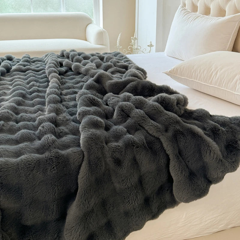 Double-Layer Rabbit Fur Blanket for Comfortable Summer Use - Smarsty