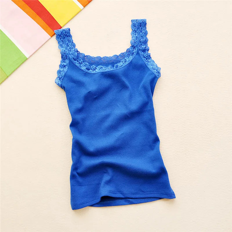 Black Tops Summer Sleeveless Women Tank Top With Lace Top Red Inside Wear Lace Camisoles Loose Underwear Womens Clothing Vest - Smarsty
